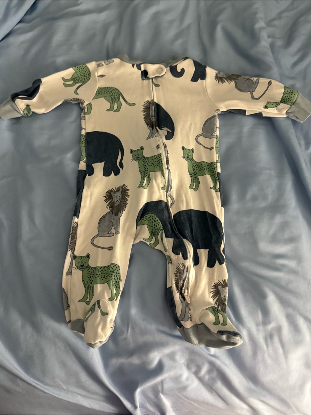 Unbranded Green and Navy Safari Animal Footed Baby Pajamas